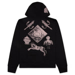 Fleece Zipped Hoodie with Hubert Objects Print- Black