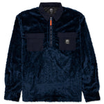Debossed Paisley Fur Half Zip Shirt - Navy