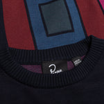 Blocked Landscape Knitted Pullover - Navy