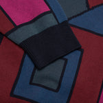 Blocked Landscape Knitted Pullover - Navy