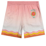Rainbow Monogram Printed Silk Shorts - White