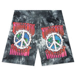 Chinatown Peace Earth Clouds Tie-Dye Sweatshorts - Black