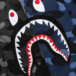 Color Camo Separate Shark Full Zip Hoodie - Black/Navy