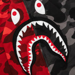 Color Camo Separate Shark Full Zip Hoodie - Red/Black