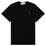 Women's Small Red Heart T-Shirt - Black