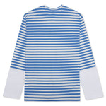 Women's Striped White Sleeve L/S T-Shirt - Blue
