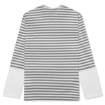 Women's Striped White Sleeve L/S T-Shirt - Grey