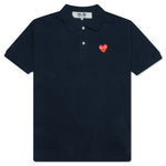Women's CDG Heart Emblem Polo Tee - Navy