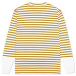 Women's Striped White Sleeve L/S T-Shirt - Mustard