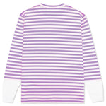 Women's Striped White Sleeve L/S T-Shirt - Purple