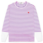 Women's Striped White Sleeve L/S T-Shirt - Purple
