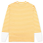 Women's Striped White Sleeve L/S T-Shirt - Yellow