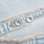Cutted Belt Low Rise Denim Shorts - Pale Blue