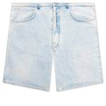 Cutted Belt Low Rise Denim Shorts - Pale Blue