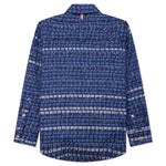 Denim Ribbon Tweed Oversized Shirt Jacket - Medium Blue