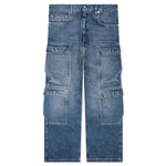 Double Cargo Denim Jeans - Washed Indigo