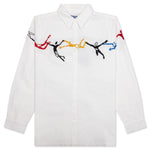 Embroidered Figures Button Up - White