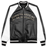 Nappa Leather Varsity Jacket with Chandelier and Snake Embroideries - Black/White