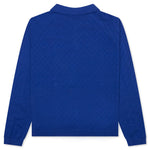Hogan Pointelle Raglan Sleeve Sweater Polo - Indeevar Blue