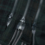 Flannel Shirt 7 Cuts Zipped Wide Shirt Over Dye - Green