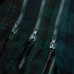 Flannel Shirt 7 Cuts Zipped Wide Shirt Over Dye - Green