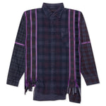 Flannel Shirt 7 Cuts Zipped Wide Shirt Over Dye - Purple