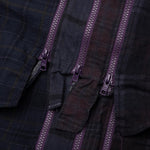 Flannel Shirt 7 Cuts Zipped Wide Shirt Over Dye - Purple