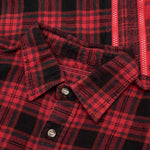 Flannel Shirt 7 Cuts Zipped Wide Shirt Over Dye - Red