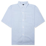 Flat Bottom Crinkled Shirt - Blue Check