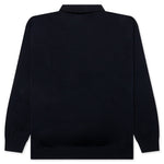 Flower Blob Knitted Polo Shirt - Midnight Blue