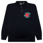 Flower Blob Knitted Polo Shirt - Midnight Blue