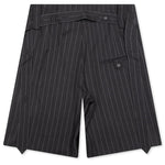 Folded Front Pleat Shorts - Mid Grey Melange