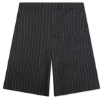 Folded Front Pleat Shorts - Mid Grey Melange