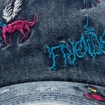 Friends Distressed Denim Cap - Distressed Denim