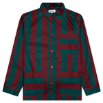Filigree Striped Chore Jacket - Maroon/Green