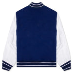 Big Varsity Bomber in Wool and Leather - Blue/White