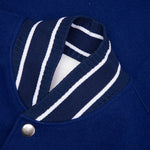 Big Varsity Bomber in Wool and Leather - Blue/White