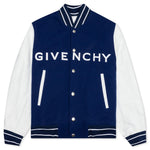 Big Varsity Bomber in Wool and Leather - Blue/White