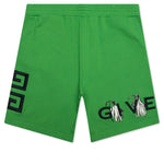 Boxy Fit Branding Embroidery Shorts - Apple Green