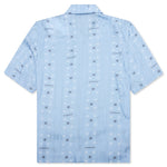 Boxy Fit Shirt w/ Hawaiian Collar - Navy/Light Blue