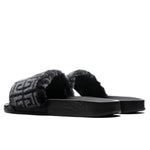 Leather Slide Flat Sandal - Black