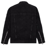 Zipped 4G Rivet Denim Jacket - Black