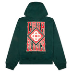 Gothic Stacked Logo Printed Hoodie - Green