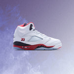 Air Jordan 5 Retro OG Fire Red 'Black Tongue' (GS) - White/Fire Red/Black