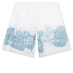 Linen Bermuda Hawaiian Shorts with Hubert Objects Print - Blue/White
