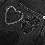 Heart Patchwork Jeans - Heart Charcoal Wash