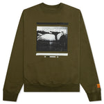 Misprinted Heron Crewneck - Dark Olive