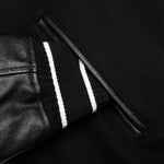 Hooded Varsity Jacket in Wool and Leather - Black