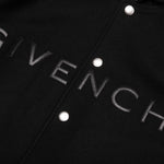 Hooded Varsity Jacket in Wool and Leather - Black