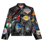 NBA Collage Vegan Leather Jacket - Black